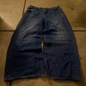 34x30 Blue Baggy Wide Leg Faded Skater Dress Pants Y2K Grunge 2000s Vintage